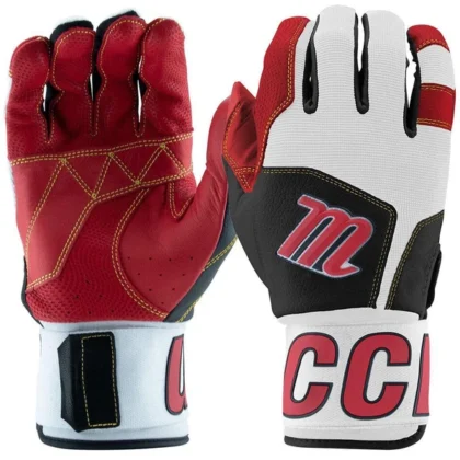 Marucci MBG2BKSM Adult Blacksmith Full Wrap Batting Gloves: Black-Red
