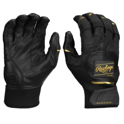 2025 Rawlings Workhorse® Adult Baseball Batting Gloves: WH25BG Black-Gold